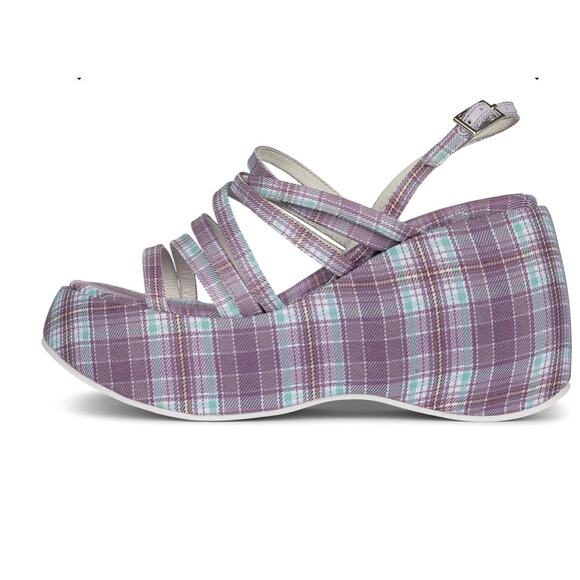 Jeffrey Campbell Shoes - Jeffrey Campbell Vibez Strappy Plaid Platform Sandals Lilac US 7